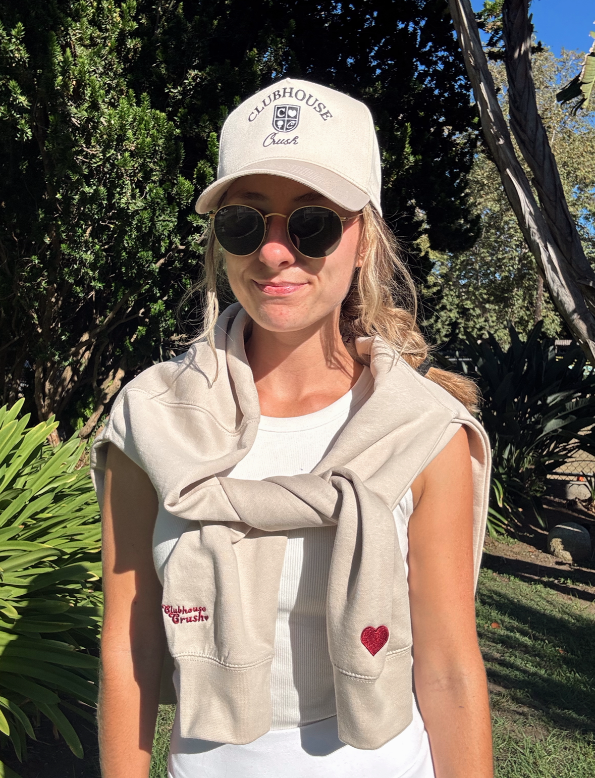Hot Girls Play Golf | Bone with Maroon Stitch