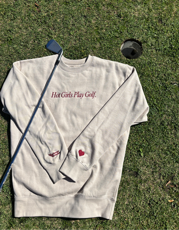 Hot Girls Play Golf | Bone with Maroon Stitch