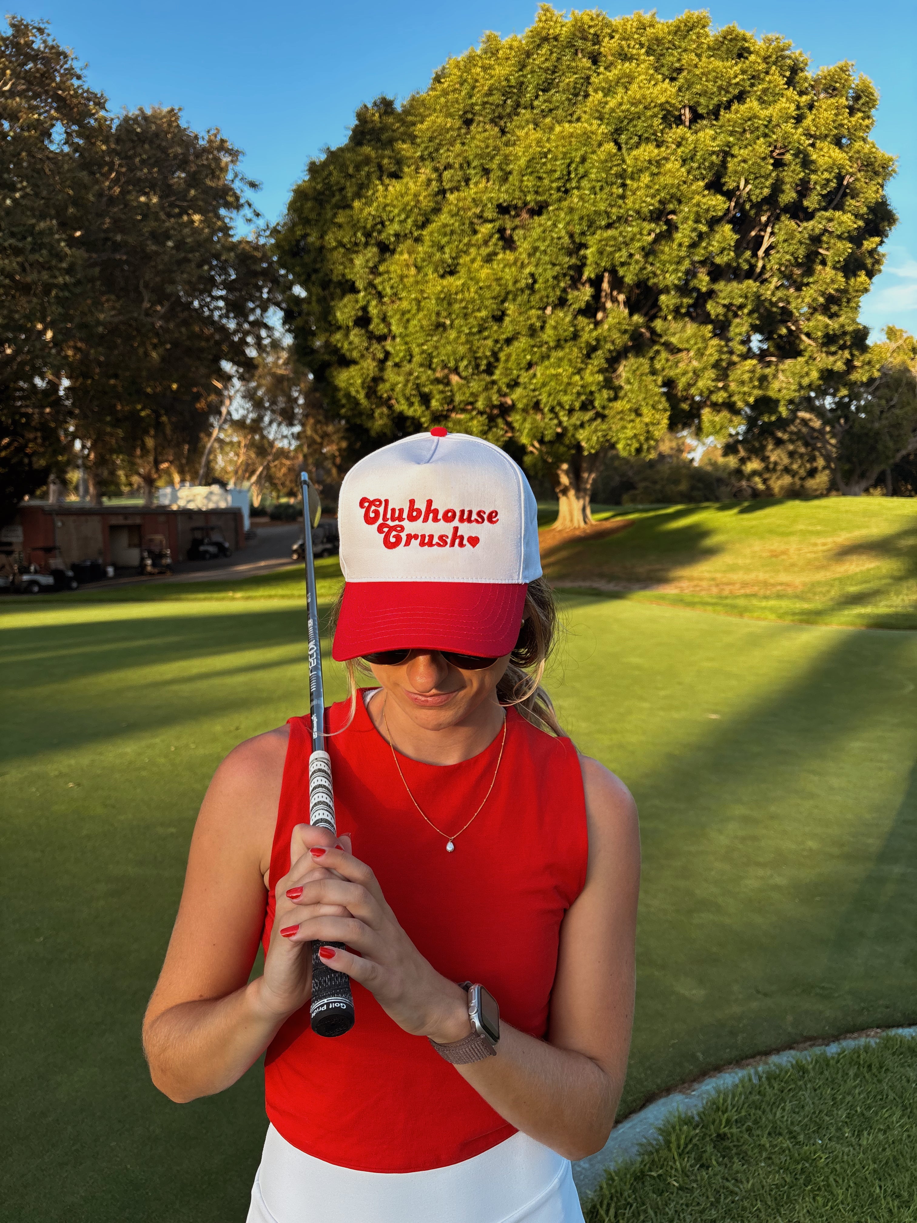 The Crush Classic Hat | White/Red with Red Stitch
