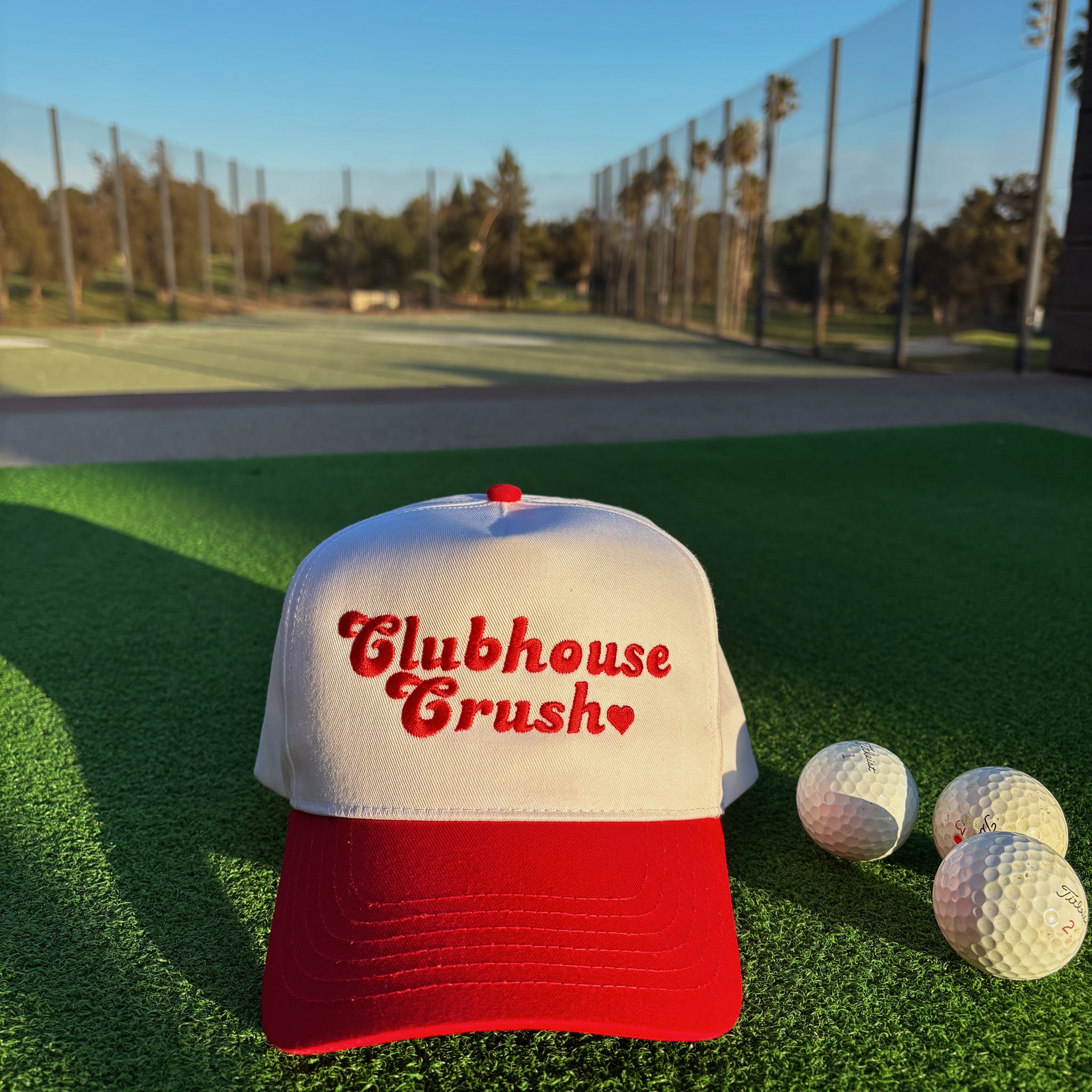 The Crush Classic Hat | White/Red with Red Stitch