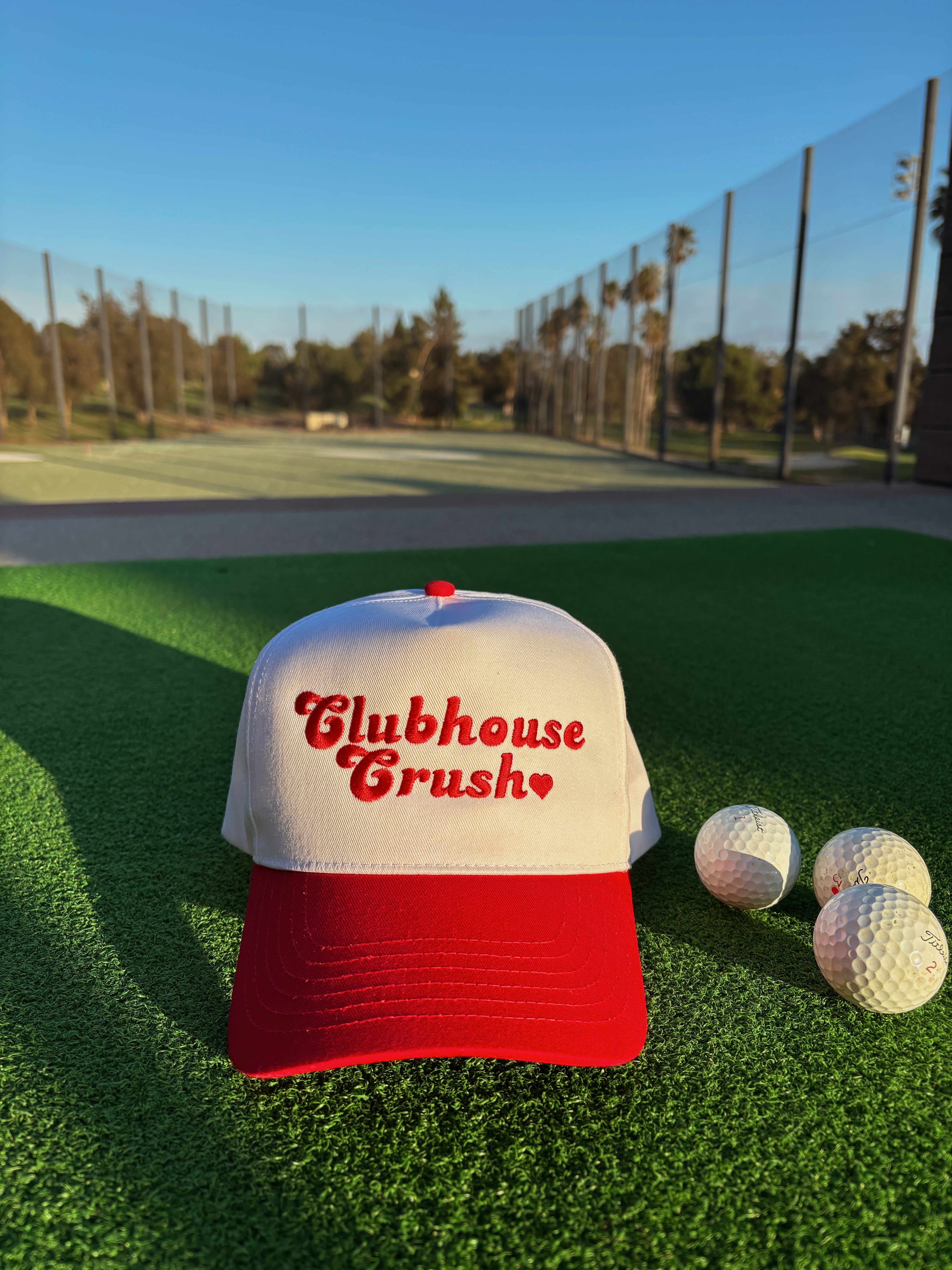 The Crush Classic Hat | White/Red with Red Stitch